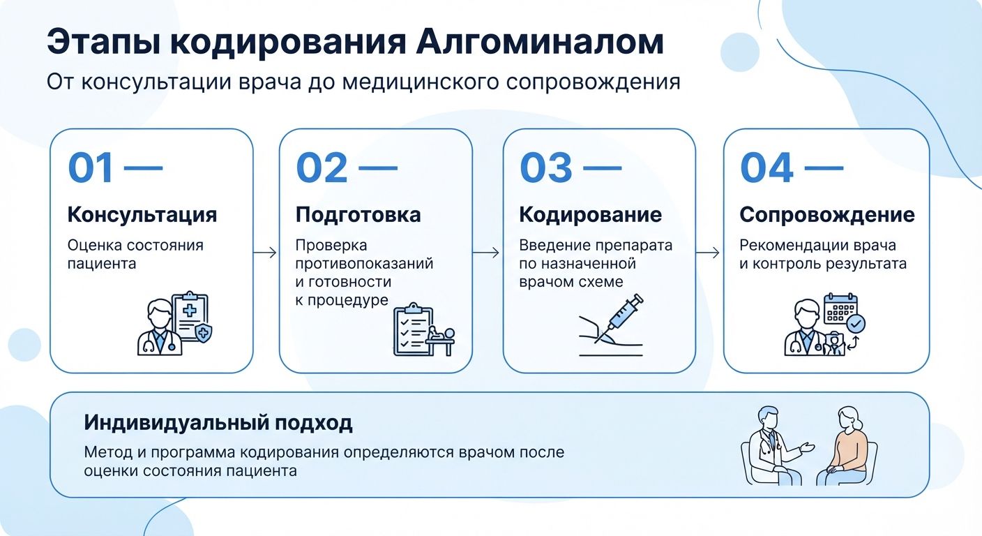 Кодирование препаратом «Алгоминал» в Лоо инфографика